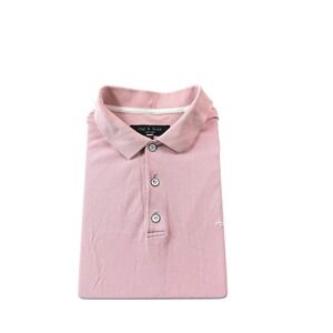 Rag & Bone Light Pink Metal Button Men's Cotton Mesh Polo Shirt Size Medium